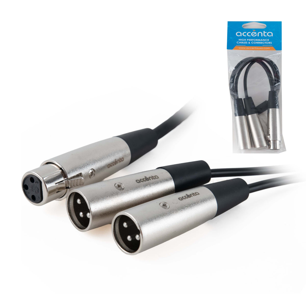 Accenta ACC557 XLR female to dual XLR male Y-cable