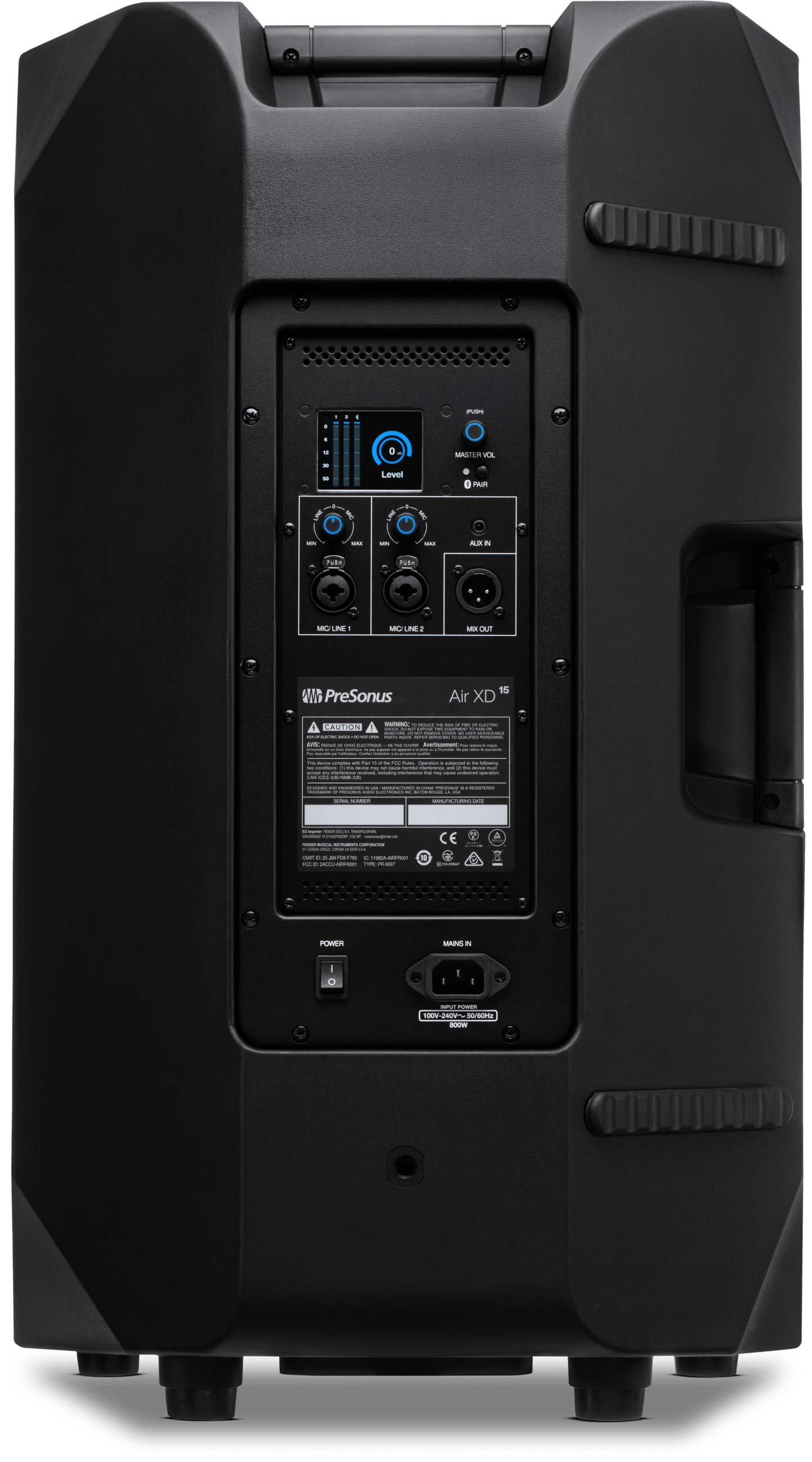 PreSonus AIR XD 15 — rear panel with DSP controls