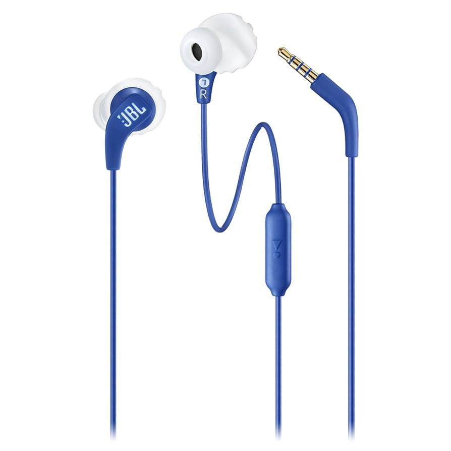 JBL Endurance RUN Sweatproof Wired Sports In-Ear Headphones Blue