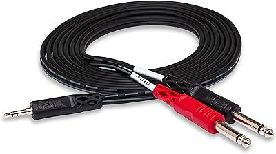 Pig Hog PB-S3410 3.5 mm Stereo to Dual 1/4" Mono (Male) Stereo Breakout Cable, 10 Feet