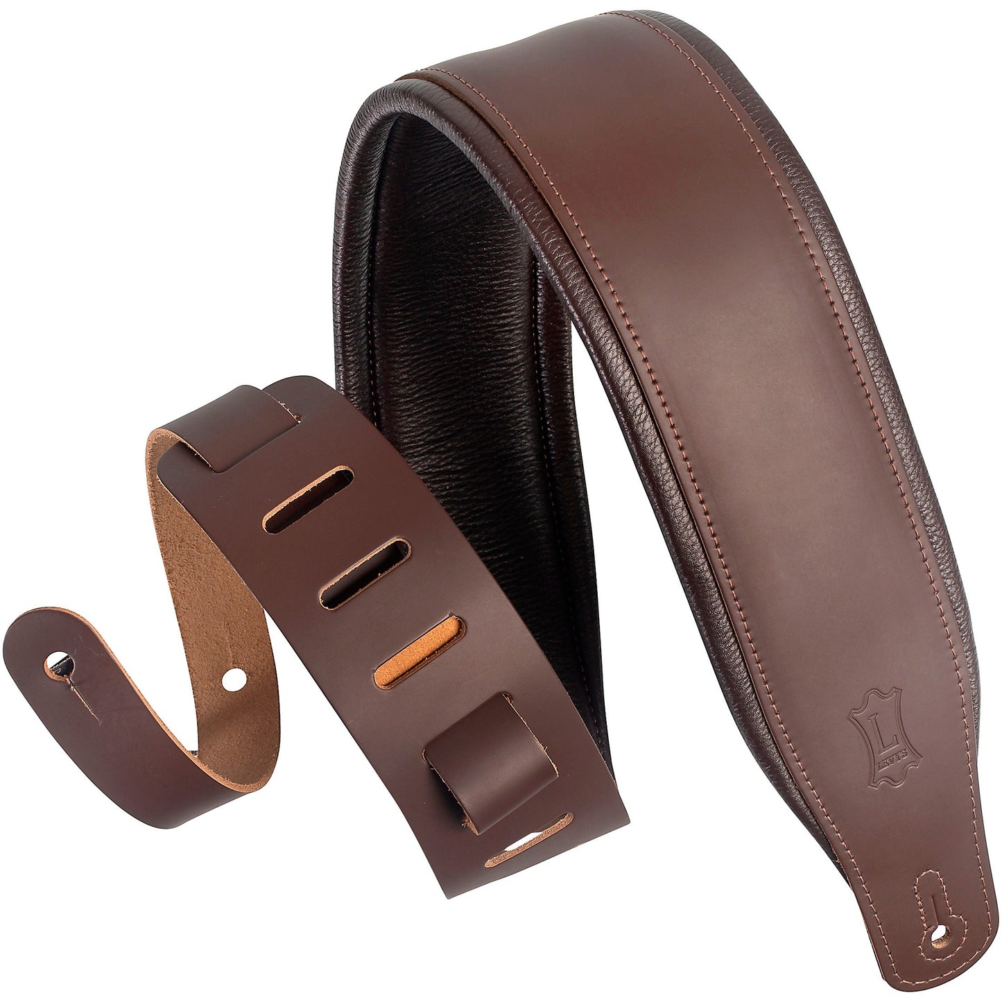 LevyS 3 Leather Guitar Strap Brown