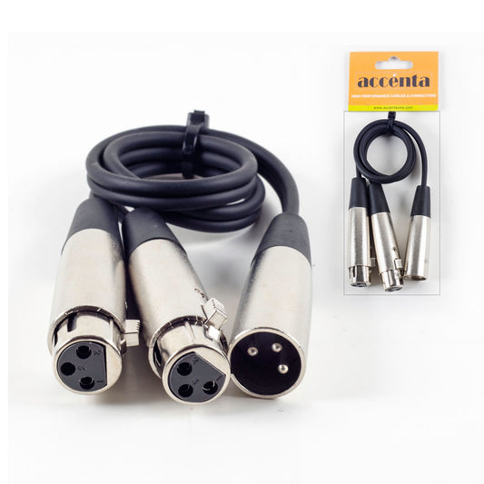 Accenta ACC558 18 Inch XLR Male to 2 XLR Female Y-Cable