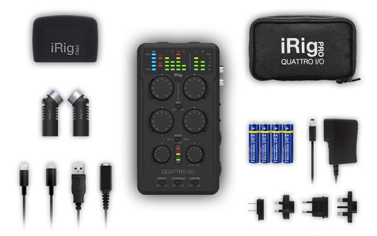iRig Pro Quattro I/O Deluxe bundle with mics, bag and accessories