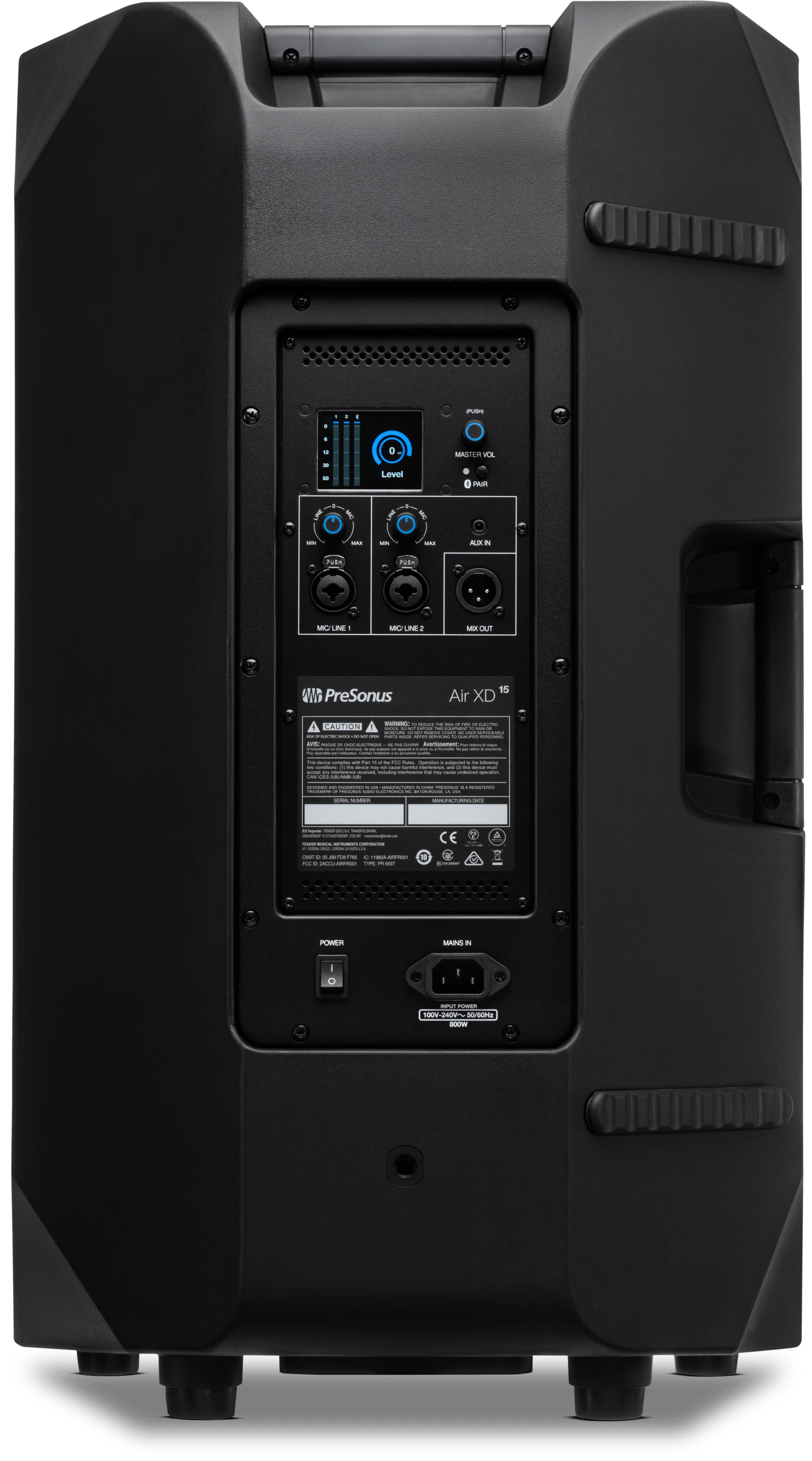 PreSonus AIR XD 15 — rear panel with DSP controls