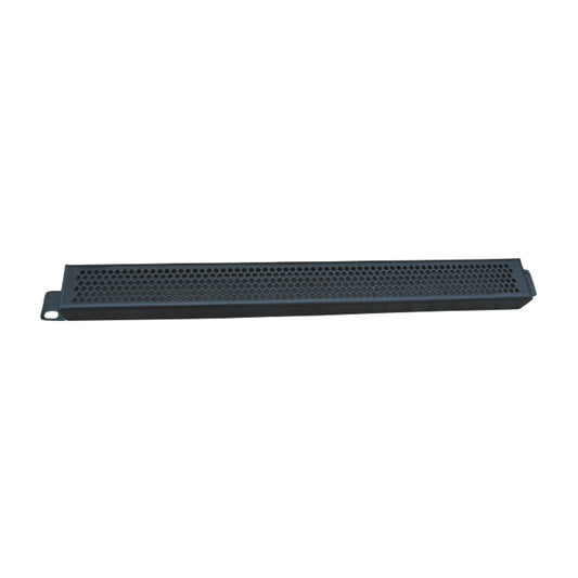 Black 1U perforated steel security rack panel