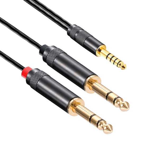 3.5mm 4 Pole Stereo Balance Plug Gold-Plated Audio Connector Black
