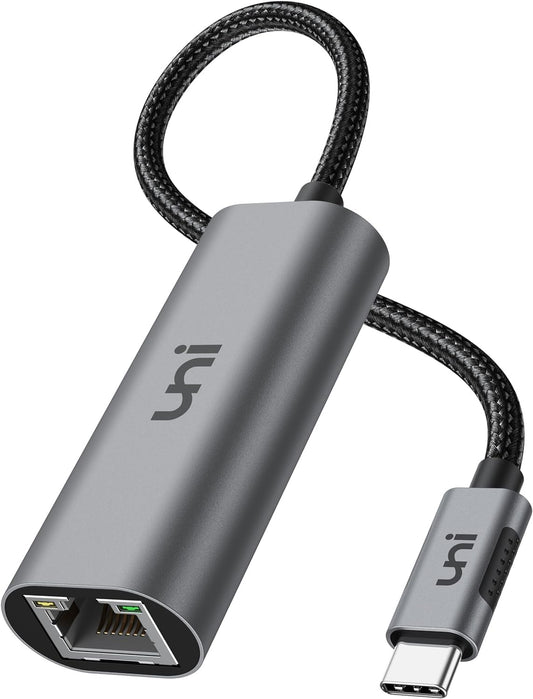 uni USB-C to Ethernet Adapter 2.5 Gbps, Blazing Fast Type-C(Thunderbolt 4/3 Compatible) to RJ45 Adapter