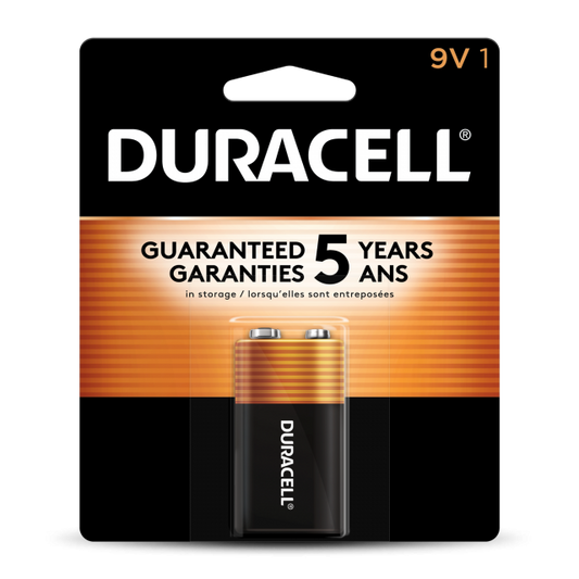 Duracell Coppertop 9V alkaline battery, single pack
