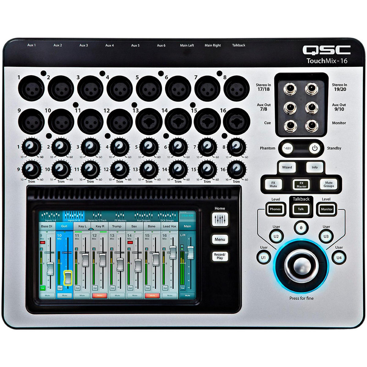 QSC TouchMix-16 compact digital mixer, top view