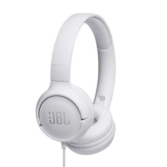 JBL Tune 500 wired on-ear headphones in white