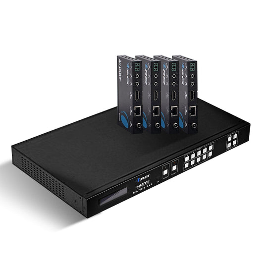 Orei 4x4 HDMI Matrix Switcher Extender  HDBaseT Over CAT5e67 Cable UHD44-EX230-K