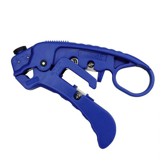Simply 45 S45-S01BL LAN Cable Stripper & Cutter for Shielded & Unshielded Cat7a/6a/6/5e UTP/STP - Includes Wire Straightener Comb - Blue -