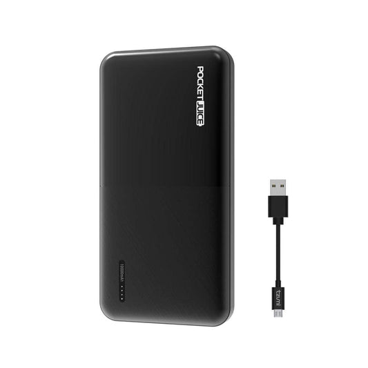 Tzumi Pocket Juice Slim Pro 10,000mAh power bank with USB cable